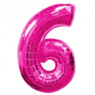 Воздушный шар цифра "6" малиновая